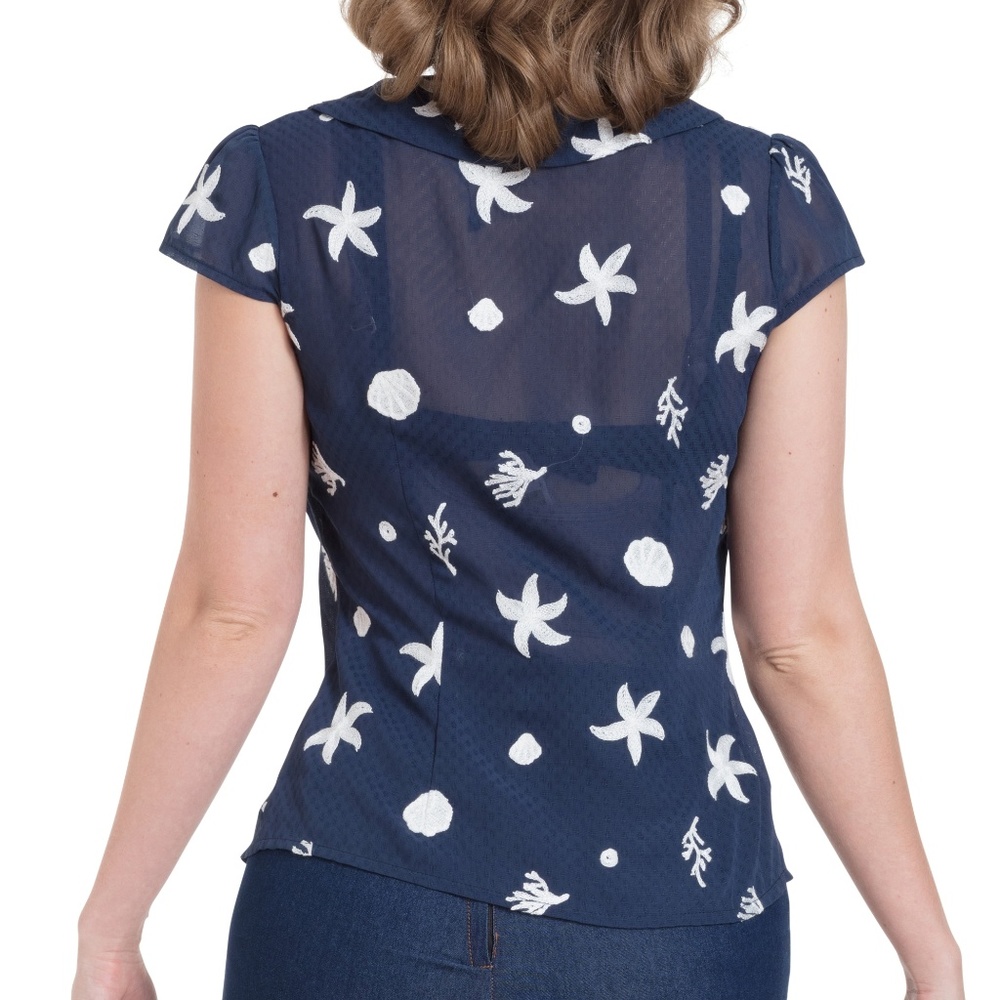 Voodoo Vixen Under Sea Embroidered Kelly Top NWT - Picture 2 of 4